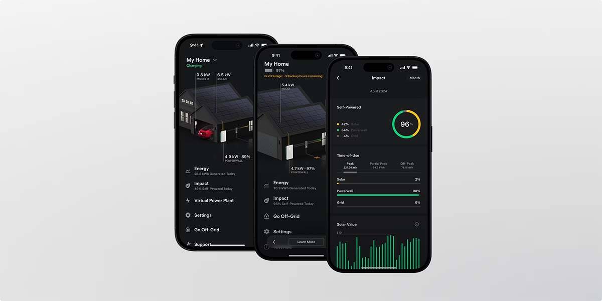 Aplicación móvil para gestionar la carga y energía de coches eléctricos desde casa. APP de Tesla